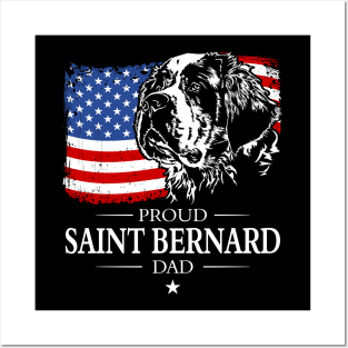 Proud Saint Bernard Dog Dad American Flag patriotic dog Posters and Art